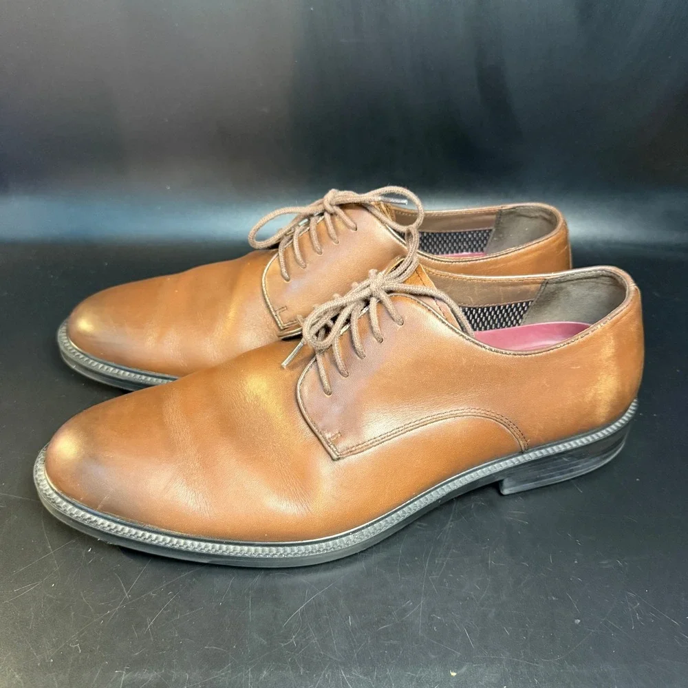 Hush Puppies Men's UK 10 US 11 Leather Brown Dress Shoes Oxfords‎ Lace Up